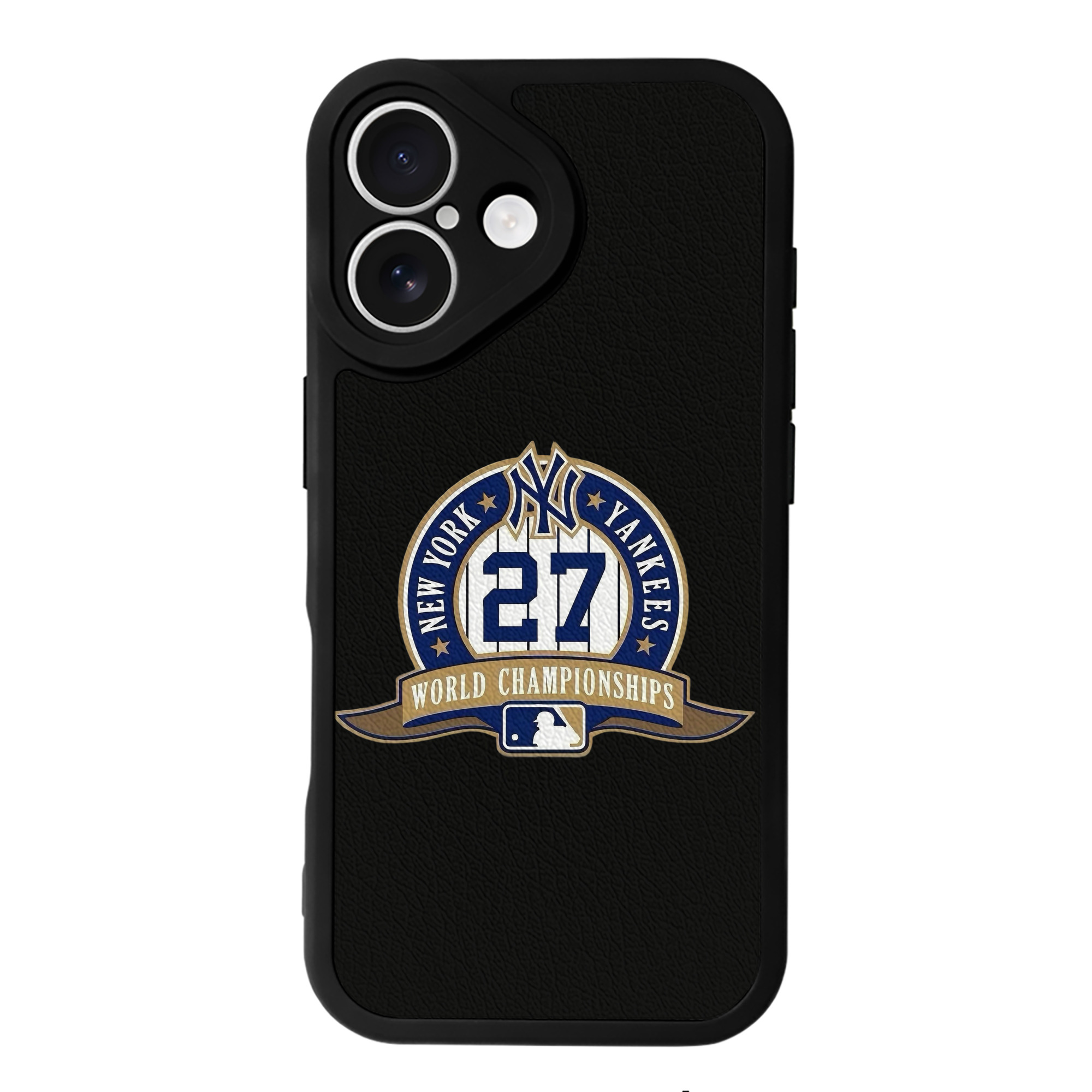 New York Yankees 27 World Championships IPhone 16 Silicone Leather Case – UV Print, Lambskin Texture – Perfect Fit, Wireless Charging Compatible, Scratch Resistant, Precise Cutouts – Stylish Protection For IPhone 16